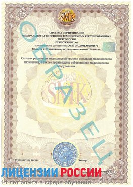Образец сертификата соответствия (приложение) Хасавюрт Сертификат ISO 13485