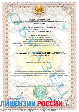 Образец сертификата соответствия аудитора №ST.RU.EXP.00014299-1 Хасавюрт Сертификат ISO 14001